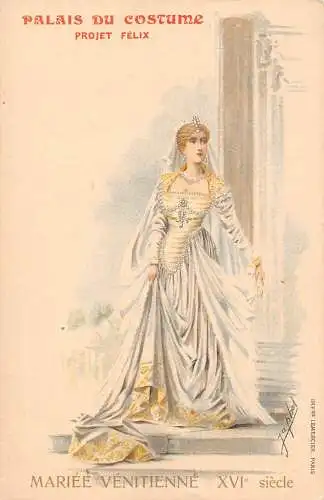 Frankreich Paris 1900 Weltausstellung Kostüm Venedig signiert Japhet Postkarte