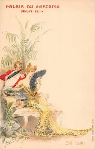 Frankreich Paris 1900 Universal Expo Kostüm Mode signiert Japhet Postkarte