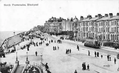 England North Promenades Blackpool Tram Vintage Postkarte