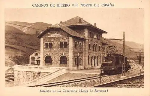 Spanien Estacion de La Cobertoria Bahnhof Zug Linea de Asturias Postkarte