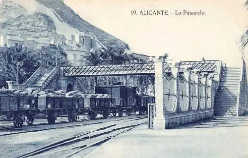 Spanien Alicante La Pasarela Güterwagen Zug Vintage Postkarte
