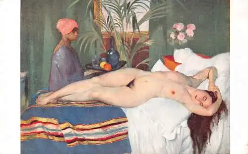 L466 Die schlafende Kurtisane von Ottmann Akt gewagte Kunst Postkarte