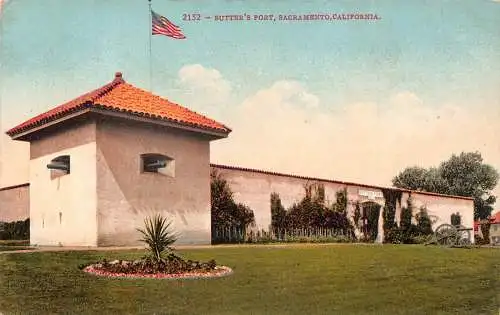 A674 US Kalifornien Sacramento Sutter's Fort Vintage Postkarte