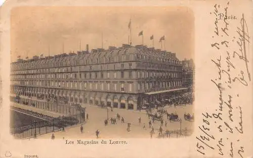 A675 Frankreich 1904 Paris Les Magasins du Louvre Vintage Postkarte