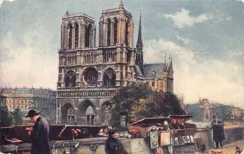 A677 Frankreich 1905 Paris Notre Dame Antik Verkäufer Kunst Vintage Postkarte