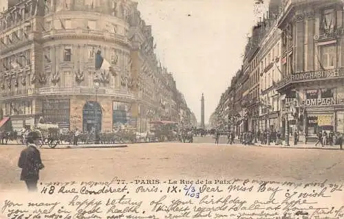 A678 Frankreich 1903 Paris Rue de la Paix Straßenreitgewohnheiten Postkarte