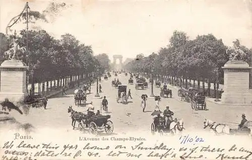 A678 Frankreich 1902 Paris L'Avenue des Champs-Elysees Kutschen Postkarte
