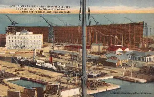 A678 Frankreich St Nazaire Chantier Paquebot Transatlantique Dampfschiff Postkarte