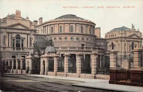 A685 Irland Dublin Nationalbibliothek und Museum Vintage Postkarte