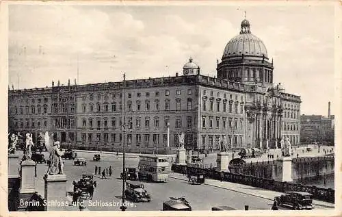 A691 Deutschland 1931 Berlin Schloss Schloss Doppeldecker Straßenbahn Wagen Brücke Postkarte