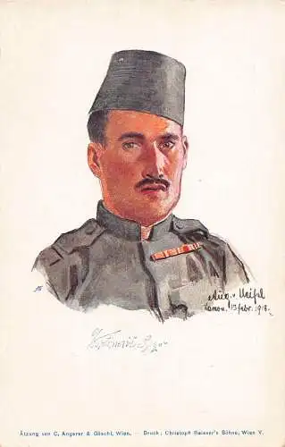 A632 Kunst Militär Uniform im Ersten Weltkrieg Türkisch Typ Portrait Vintage Postkarte