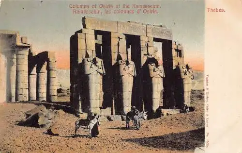 A623 Ägypten Theben Säulen des Osiris bei Ramesseum Eseln Vintage Postkarte
