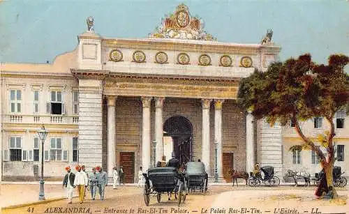 A623 Ägypten Alexandria Eingang Ras El Tin Palace Kutschen Postkarte