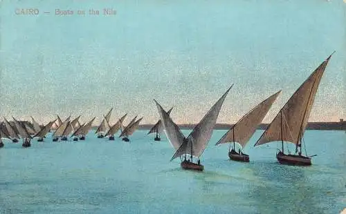 A621 Ägypten Kairo Segelboote auf dem Nil Vintage Postkarte