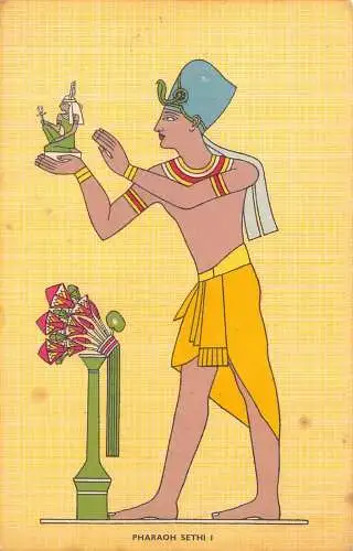 A641 Ägypten Royalty Art Pharao Sethi I Vintage Postkarte