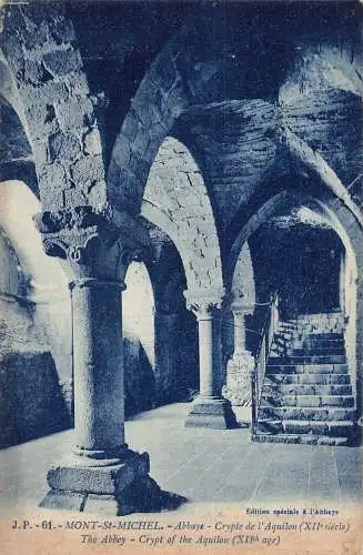 A657 Frankreich Mont St Michel Abtei Krypta des Aquilon Vintage Postkarte