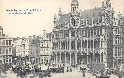 A647 Belgien Bruxelles Brüssel Grand Place Maison du Roi Kutschen Postkarte