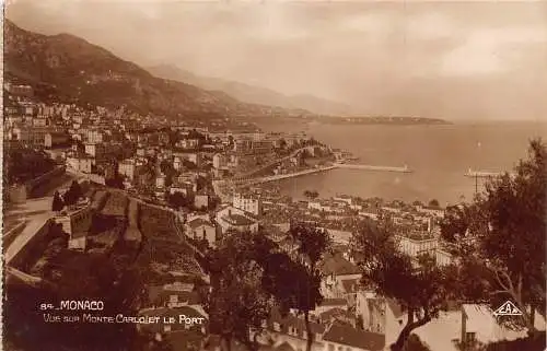 A642 Monaco Vue sur Monte Carlo et Port RPPC Vintage Postkarte
