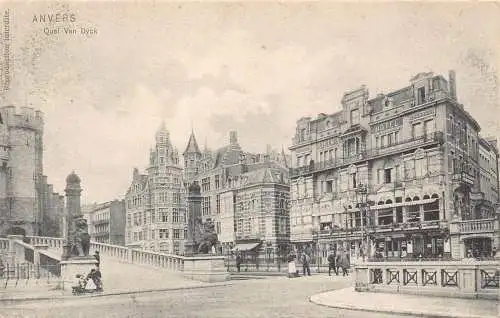 A647 Belgien Anvers Antwerpen Quai Van Dyck Steen's Hotel 1905 Postkarte