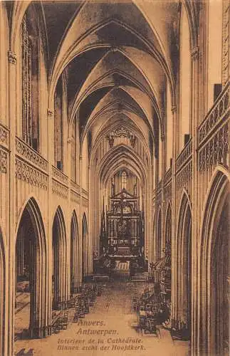 A646 Belgien Anvers Antwerpen Kathedrale Innenraum Vintage Postkarte