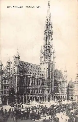 A646 Belgien Bruxelles Brüssel Hotel de Ville Rathaus 1907 Postkarte