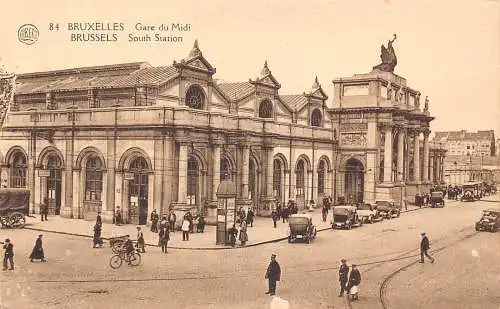 A648 Belgien Brüssel Süd Bahnhof Autos Radfahrer Postkarte