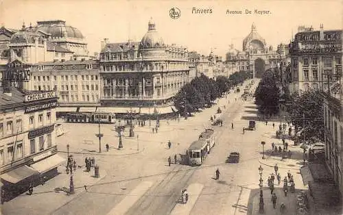 A647 Belgien 1922 Anvers Antwerpen Straßenbahn Avenue de Keyser Choucolat Duc Postkarte