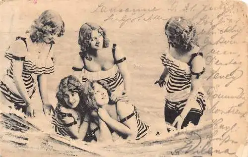 L472 Schweiz 1903 Glamour Risque Badeanzug Damen Vintage Postkarte