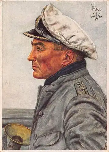 L406 Deutschland 1939 WWII UBoot U-Boot Kapitän Gunther Prien Propaganda Postkarte