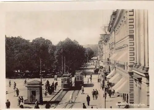 A666 Finnland Helsinki Helsingfors Main Street Trams RPPC Postkarte