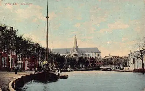 A660 Niederlande Haarlem Spaarne Boote Vintage Postkarte