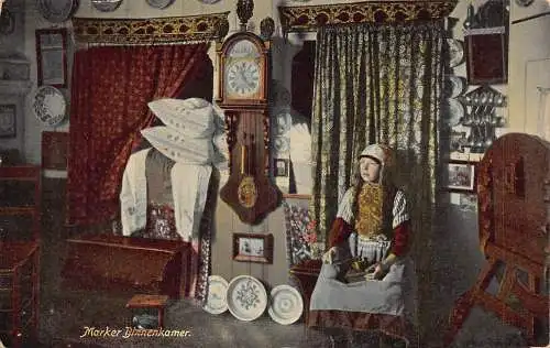 A660 Niederlande Markierung Binnenkamer Ethnische Uhr Traditionelles Haus Postkarte