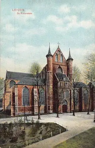 A660 Niederlande Leiden St Pieterskerk Kirche Vintage Postkarte