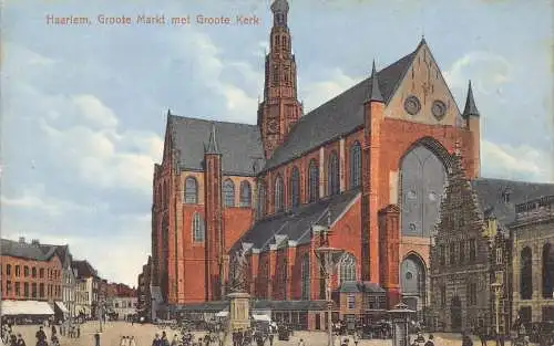 A660 Niederlande Haarlem Groote Markt met Groote Kerk Kirche Markt Postkarte