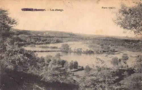 Frankreich Corbie Les Etangs See Vintage Postkarte
