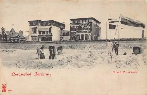 A692 Deutschland Nordseebad Norderney Strandpromenade Strand Fischer Postkarte