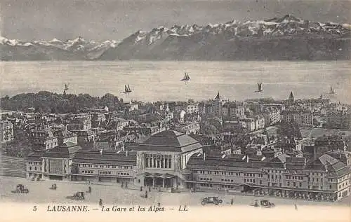 A695 Schweiz Lausanne Gare et Alpes Bahnhof Vintage Postkarte