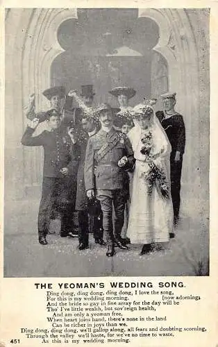 A702 Hochzeit 1906 The Yeoman's Wedding Song Braut Bräutigam Soldaten Postkarte