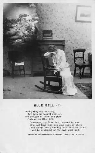 A702 Kriegsverlust Blaue Glocke Gedicht Frau weint tot Soldat Postkarte