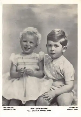 A703 Britisches Königshaus Prinz Charles und Prinzessin Ane als Kinder Postkarte