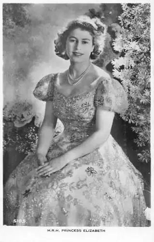 A705 Britische Königsprinzessin später Queen Elizabeth II Sparkling Dress Postkarte
