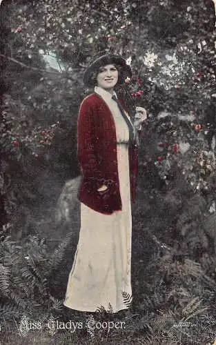 A707 Edwardianische britische Schauspielerin und Sängerin Miss Gladys Cooper Tree Fruit Postkarte