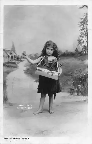 A707 Poor Girl Selling Pipe Lights Penny a Box Photo Montage Postcard