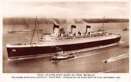 A714 Stateliest Ship in World Cunard White Star Liner Queen Mary RPPC Postkarte