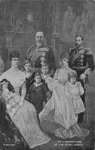 Postkarte A715 British Royalty Three Generations of Family King Edward VII 1908