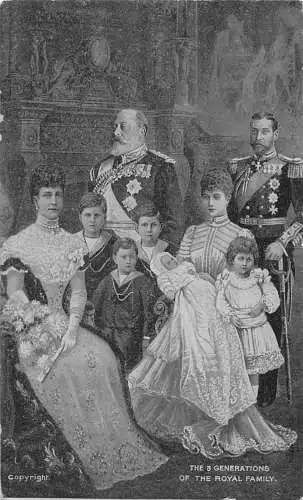 A716 England Drei Generationen königlicher Familie König Edward VII 1908 Postkarte