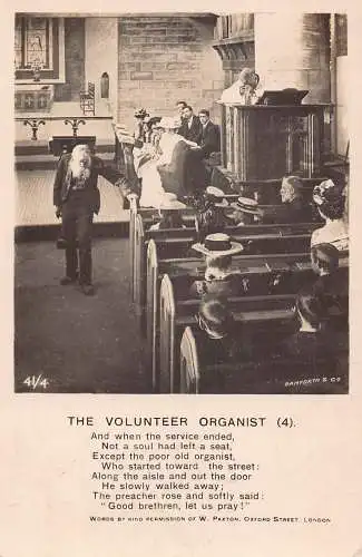 A717 Religiöses Lied Der Freiwillige Organist 4 Kirchenchor Musiker RPPC Postkarte