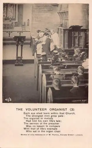 A717 Religiöses Lied Der Freiwillige Organist 3 Kirchenchorororgel RPPC Postkarte