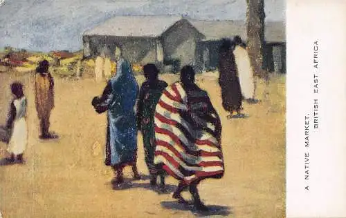 L478 Britisch-Ostafrika Kenia A Native Market Vintage Postkarte