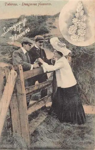 A731 Sprache der Blumen 1906 Tuberose Gefährliche Freuden Liebe Romantik Postkarte